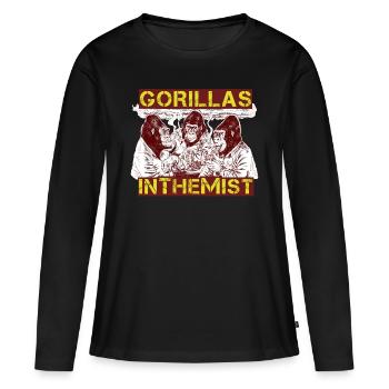 GORILLES DANS LA BRUME - T-shirt manches longues Premium bio Femme - noir - Devant - Julia (174cm)