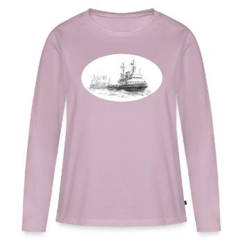 Seeschlepper mit Anhang - Frauen Premium Bio Langarmshirt - Altrosa - Vorne - Julia (174cm)