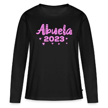 Grand-mère enceinte Grand-mère 2023 Idée cadeau - T-shirt manches longues Premium bio Femme - noir - Devant - Julia (174cm)