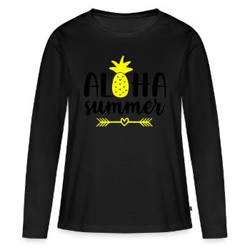 Aloha Été - T-shirt manches longues Premium bio Femme - noir - Devant - Julia (174cm)