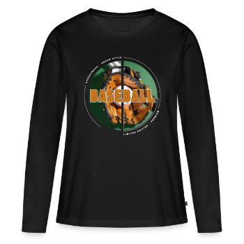 Baseball Handschuh Ball Schläger USA Sport Vintage - Frauen Premium Bio Langarmshirt - Schwarz - Vorne - Julia (174cm)