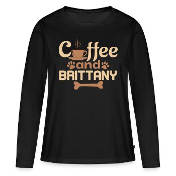 coffe and Brittany pet lover - Women's Premium Organic Long Sleeve Shirt - black - Front - Julia (174cm)