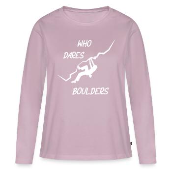 Who Dares, Boulders - Women's Premium Organic Long Sleeve Shirt - dusky pink - Front - Julia (174cm)