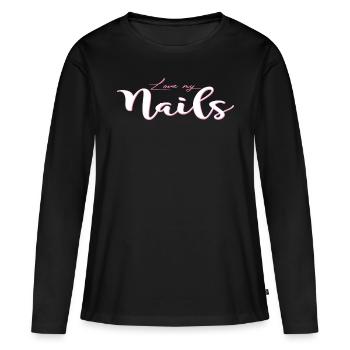 Love my Nails Nail Design Gel Nails - T-shirt manches longues Premium bio Femme - noir - Devant - Julia (174cm)