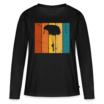 Parachute cadeau Vintage - T-shirt manches longues Premium bio Femme - noir - Devant - Julia (174cm)