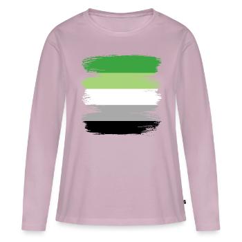 Aromantic Aromantik Un drapeau romantique romantique - T-shirt manches longues Premium bio Femme - rose poudré - Devant - Julia (174cm)