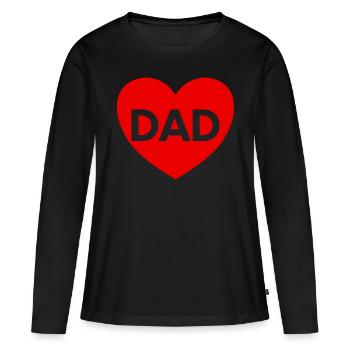 Cœur rouge papa transparent - T-shirt manches longues Premium bio Femme - noir - Devant - Julia (174cm)