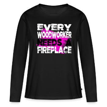 Carpenter Saw Geek Blogger Lumberjack - T-shirt manches longues Premium bio Femme - noir - Devant - Julia (174cm)