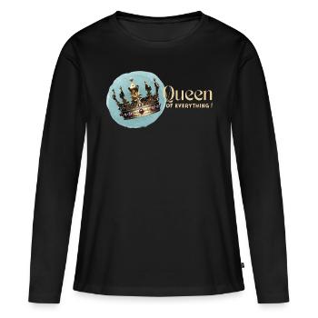 Reine de tout - T-shirt manches longues Premium bio Femme - noir - Devant - Julia (174cm)