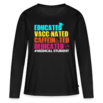 Étudiant en médecine - T-shirt manches longues Premium bio Femme - noir - Devant - Julia (174cm)