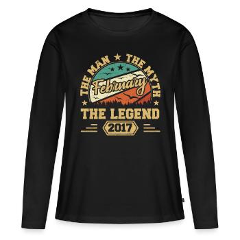 Cadeau d'anniversaire - né en février 2017 - T-shirt manches longues Premium bio Femme - noir - Devant - Julia (174cm)