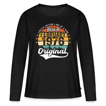Geboren im Februar 1976 - Geburtstagsgeschenk - Frauen Premium Bio Langarmshirt - Schwarz - Vorne - Julia (174cm)