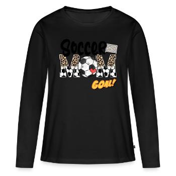 BUT DE MAMAN DE SOCCER - T-shirt manches longues Premium bio Femme - noir - Devant - Julia (174cm)