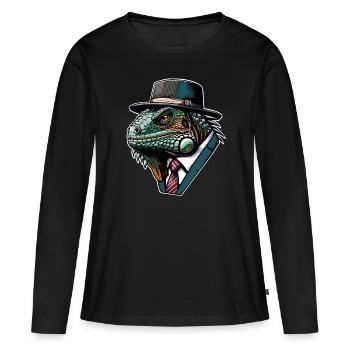Iguane - T-shirt manches longues Premium bio Femme - noir - Devant - Julia (174cm)