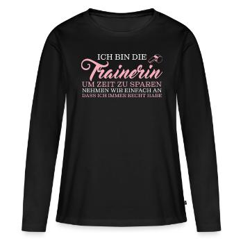 Fußballtrainerin Sportverein Personal Trainerin - Frauen Premium Bio Langarmshirt - Schwarz - Vorne - Julia (174cm)