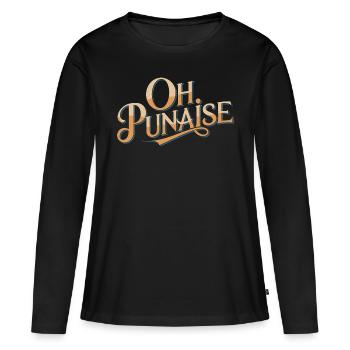 Oh punaise - T-shirt manches longues Premium bio Femme - noir - Devant - Julia (174cm)