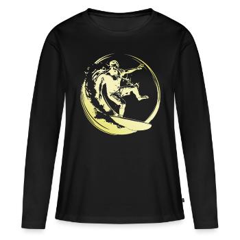 Surfer Man - Women's Premium Organic Long Sleeve Shirt - black - Front - Julia (174cm)