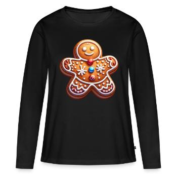 Lebkuchen Plätzchen Backen Advent - Frauen Premium Bio Langarmshirt - Schwarz - Vorne - Julia (174cm)