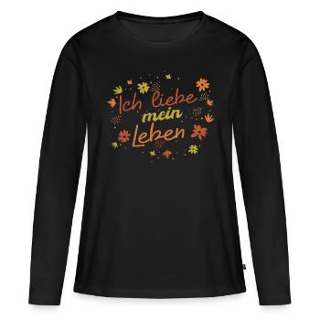 Ich liebe mein Leben - Frauen Premium Bio Langarmshirt - Schwarz - Vorne - Julia (174cm)