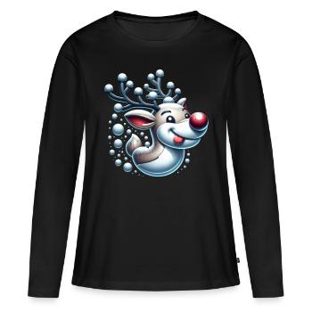Lustiges Rentier Christmas Xmas Weihnachten - Frauen Premium Bio Langarmshirt - Schwarz - Vorne - Julia (174cm)