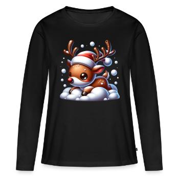 Renne mignon cadeau de Saint-Nicolas - T-shirt manches longues Premium bio Femme - noir - Devant - Julia (174cm)