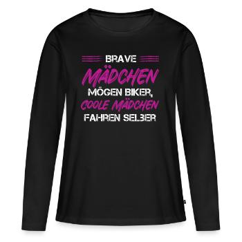 Brave Mädchen – Erobern die Straße - Frauen Premium Bio Langarmshirt - Schwarz - Vorne - Julia (174cm)