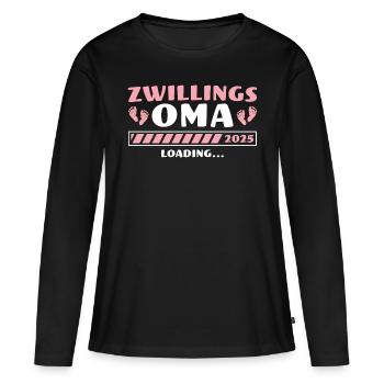 Zwillings Oma 2025 Schwangerschaft verkünden - Frauen Premium Bio Langarmshirt - Schwarz - Vorne - Julia (174cm)