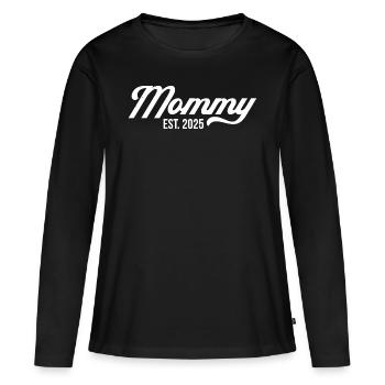 Mama Est 2025 - Frauen Premium Bio Langarmshirt - Schwarz - Vorne - Julia (174cm)