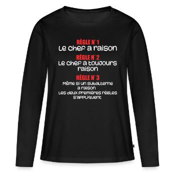 Les regles du chef - T-shirt manches longues Premium bio Femme - noir - Devant - Julia (174cm)