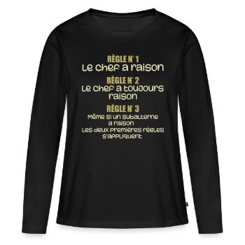 Les regles du chef - T-shirt manches longues Premium bio Femme - noir - Devant - Julia (174cm)