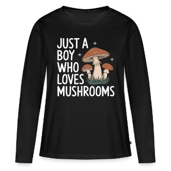 Champignons Champignons Champignon Champignon - T-shirt manches longues Premium bio Femme - noir - Devant - Julia (174cm)