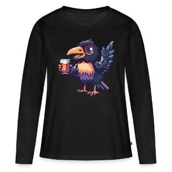 Bière Raven Crow Pixel - T-shirt manches longues Premium bio Femme - noir - Devant - Julia (174cm)