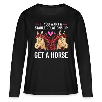 Courses de chevaux - T-shirt manches longues Premium bio Femme - noir - Devant - Julia (174cm)