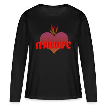 Amore au cœur brûlant - T-shirt manches longues Premium bio Femme - noir - Devant - Julia (174cm)
