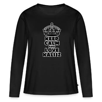 KEEEP CALME ET AMOUR KALISZ - T-shirt manches longues Premium bio Femme - noir - Devant - Julia (174cm)