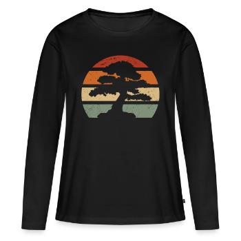 Horizont mit vintage Bonsai - Frauen Premium Bio Langarmshirt - Schwarz - Vorne - Julia (174cm)
