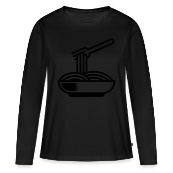 Symbole spaghetti - T-shirt manches longues Premium bio Femme - noir - Devant - Julia (174cm)