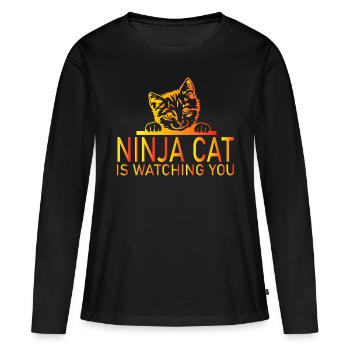 Cat Katze - Women's Premium Organic Long Sleeve Shirt - black - Front - Julia (174cm)