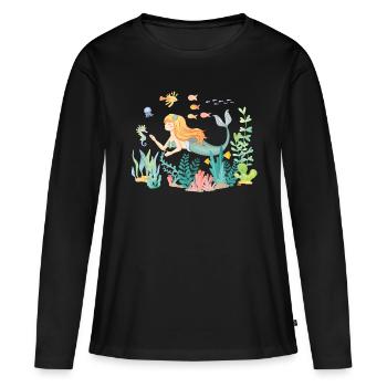 Mermaid Océan - T-shirt manches longues Premium bio Femme - noir - Devant - Julia (174cm)