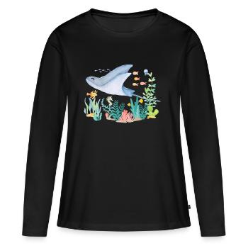 Mer des Rayons - T-shirt manches longues Premium bio Femme - noir - Devant - Julia (174cm)