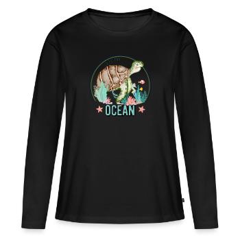 we love the ocean turtle - Tortuga - Women's Premium Organic Long Sleeve Shirt - black - Front - Julia (174cm)