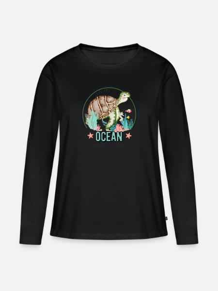 we love the ocean turtle - Tortuga - Women's Premium Organic Long Sleeve Shirt - black