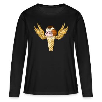 Eis - Frauen Premium Bio Langarmshirt - Schwarz - Vorne - Julia (174cm)