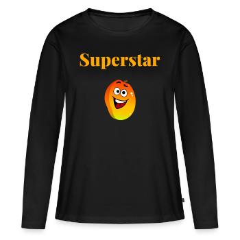 Mangue Superstar été orange fruit soleil humour - T-shirt manches longues Premium bio Femme - noir - Devant - Julia (174cm)