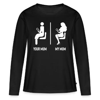 ta mère ma maman - T-shirt manches longues Premium bio Femme - noir - Devant - Julia (174cm)