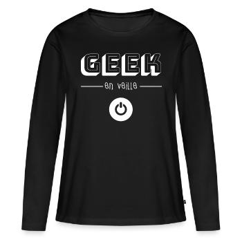 Geek en Veille - T-shirt manches longues Premium bio Femme - noir - Devant - Julia (174cm)