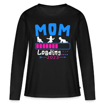 Mama loading 2023, werdende Mutter 2023 - Frauen Premium Bio Langarmshirt - Schwarz - Vorne - Julia (174cm)
