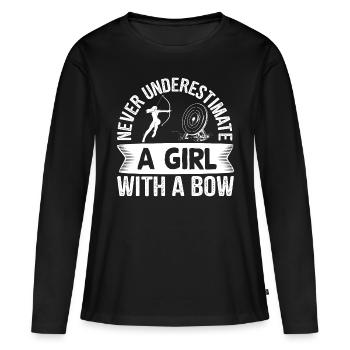 Bogenschießen Bogenschütze Mädchen mit einem Bogen - Frauen Premium Bio Langarmshirt - Schwarz - Vorne - Julia (174cm)