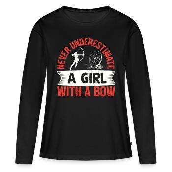 Bogenschießen Bogenschütze Mädchen mit einem Bogen - Frauen Premium Bio Langarmshirt - Schwarz - Vorne - Julia (174cm)