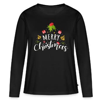 Frohe Weihnachten - Frauen Premium Bio Langarmshirt - Schwarz - Vorne - Julia (174cm)